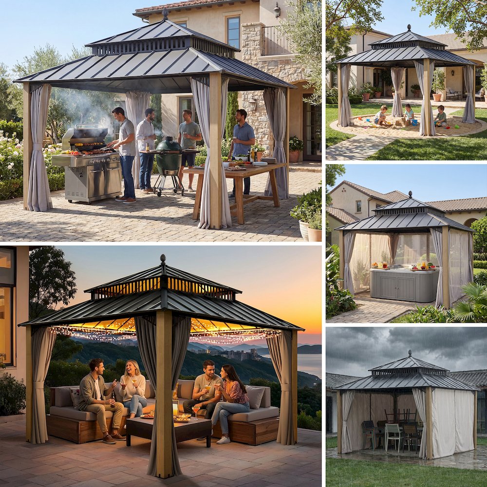 12 ft. x 12 ft. Kingston Extra-Tall, Wide Hardtop Wood Gazebo. Picture 3