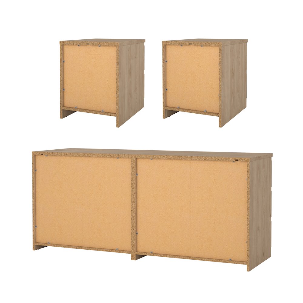 3-Piece Bedroom Set - 6 Drawer Double Dresser And Nightstand Set Of 2. Picture 5