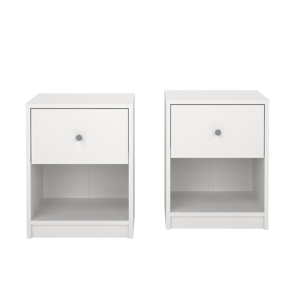 Portland 1 Drawer Nightstand - Set of 2, White. Picture 2