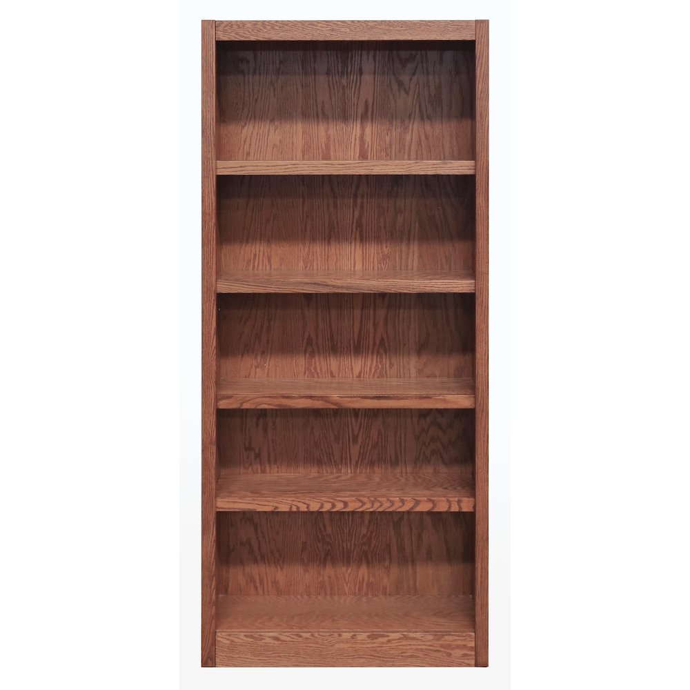 Concepts in Wood Single Wide Bookcase, 5 Shelves, Dry Oak Finish. Picture 1