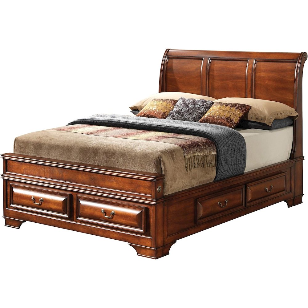Glory Furniture LaVita Full Storage Bed in Oak Color. Picture 1