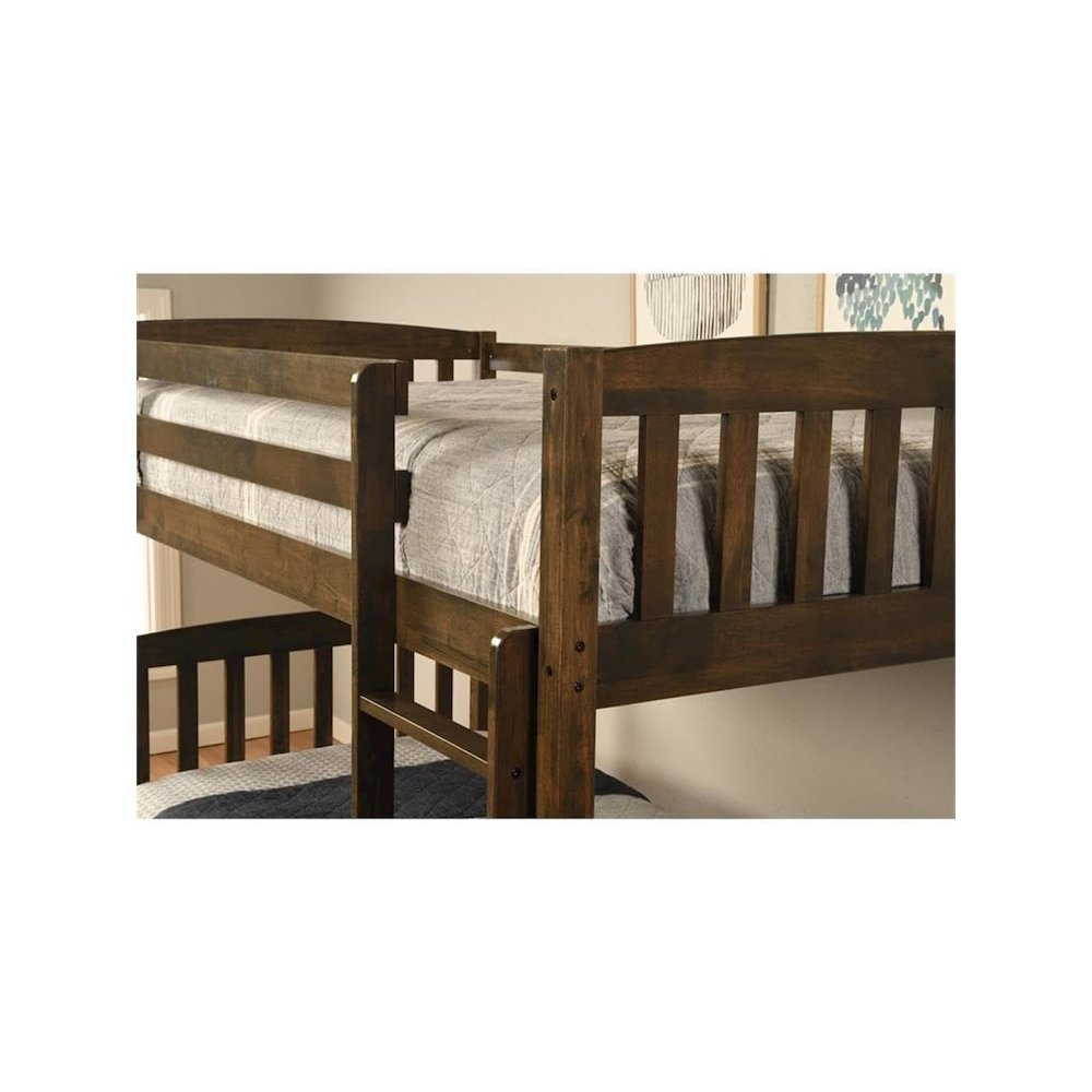 Claire Twin Wood Bunk Bed with Storage in Brown-Mattresses Not Included. Picture 6
