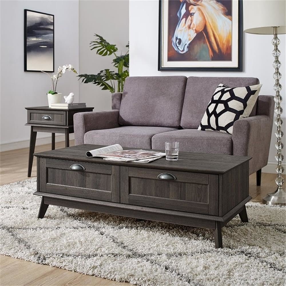 Newport Series Tall Center Coffee Table With Two Fully Extended Drawers. Picture 5