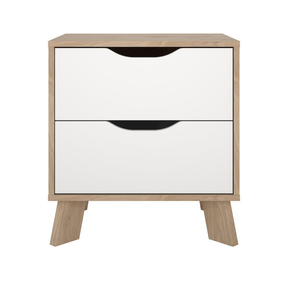 Ikast 2 Drawer Nightstand, Jackson Hickory/White. Picture 1