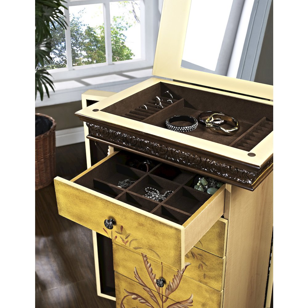 Masterpiece Antique Parchment Hand Painted Jewelry Armoire. Picture 3