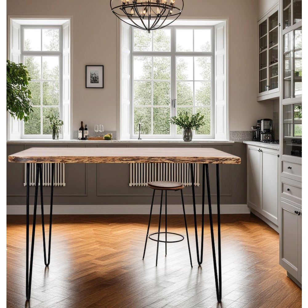 Brown Acacia and Metal Counter Height Dining Table for Kitchen or Dining Room. Picture 6