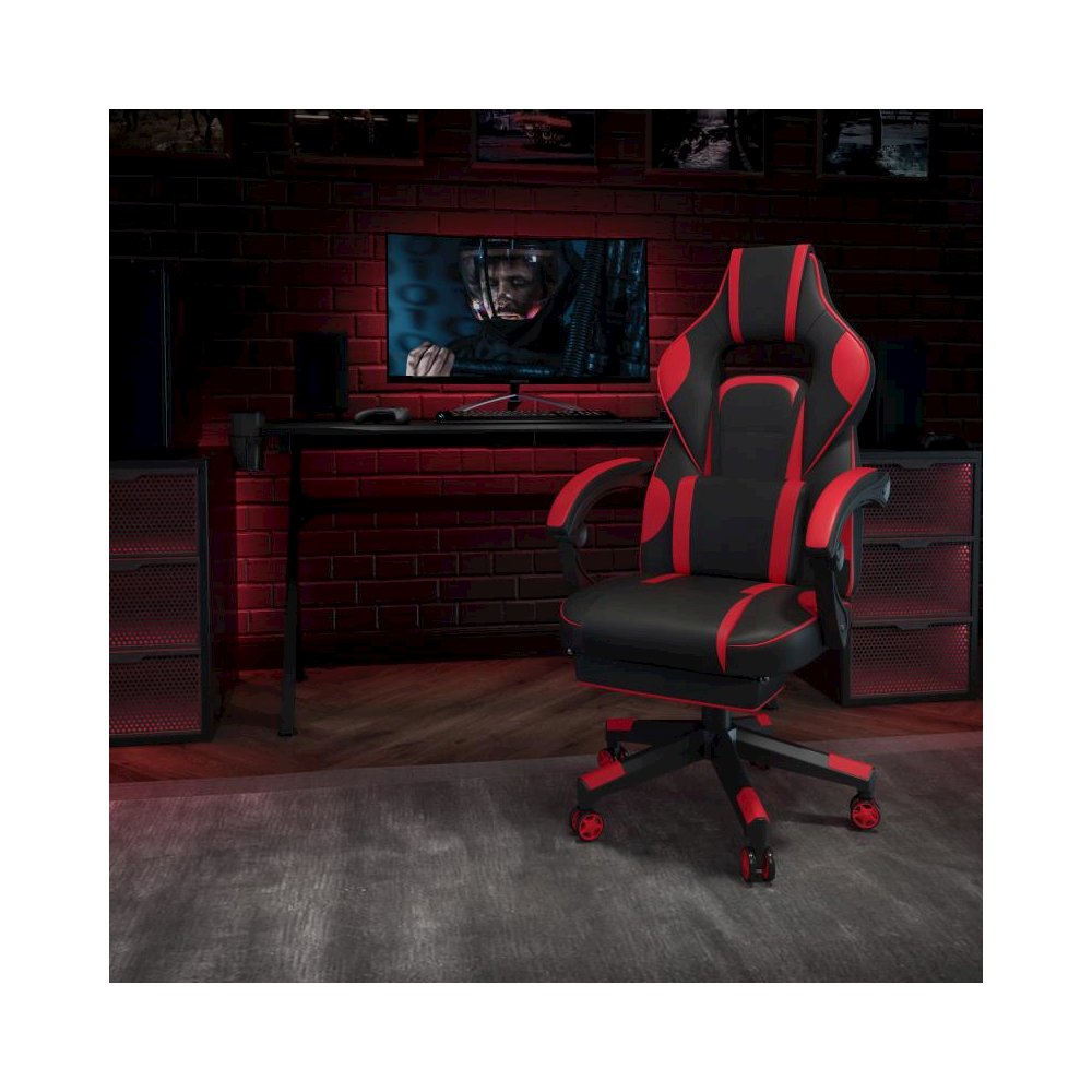 X40 Gaming Chair Racing Ergonomic Computer Chair with Fully Reclining Back/Arms, Slide-Out Footrest, Massaging Lumbar - Red. Picture 2