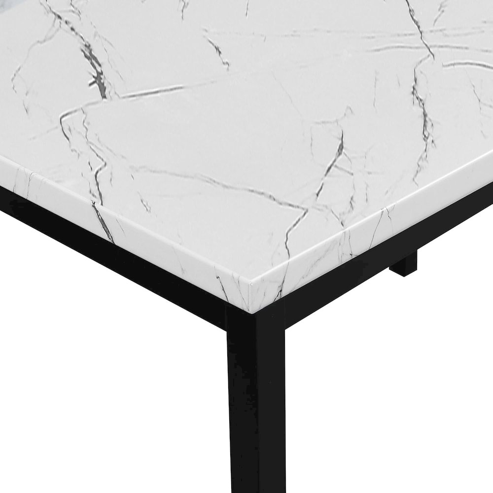 Citico Metal Dining Table with Laminated Faux Marble Top, Off-white. Picture 4