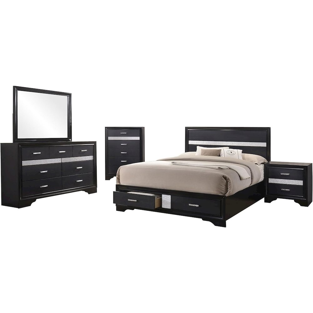 Miranda 5-piece California King Bedroom Set Black. Picture 1