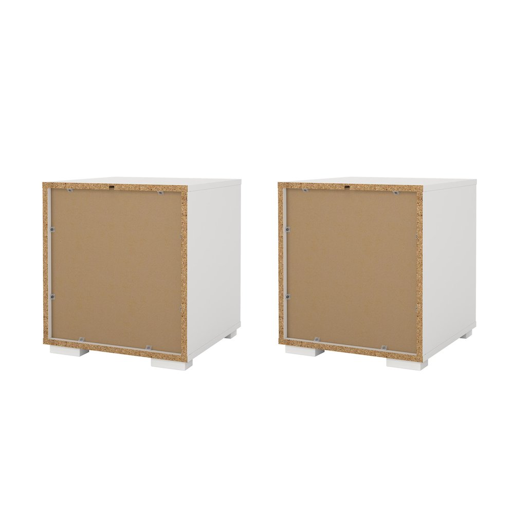 Sofia 2 Drawer Nightstand - Set of 2, White. Picture 5