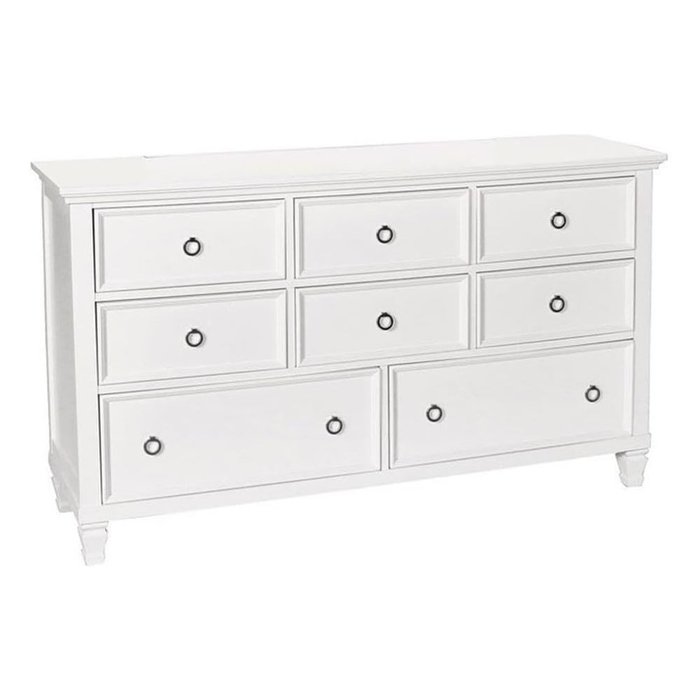 Furniture Tamarack Solid Wood 8-Drawer Dresser in White. Picture 1