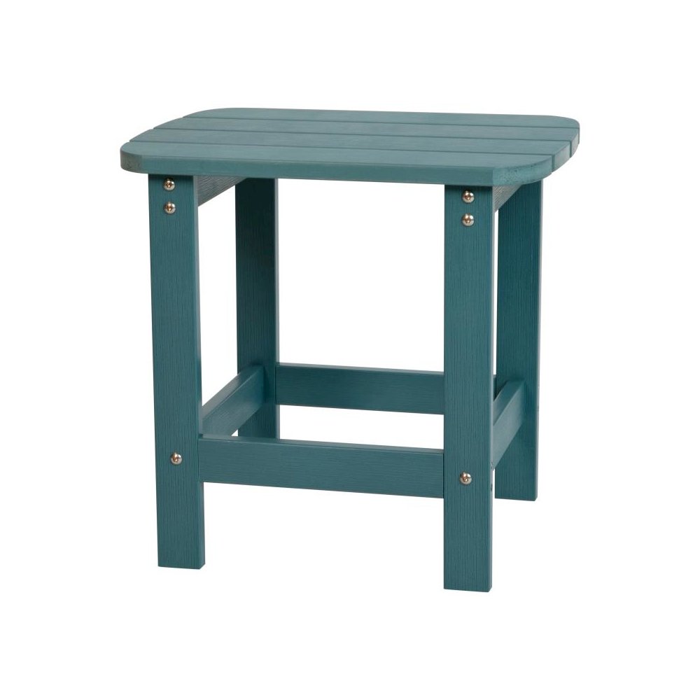 All-Weather Poly Resin Wood Adirondack Side Table in Sea Foam. Picture 1