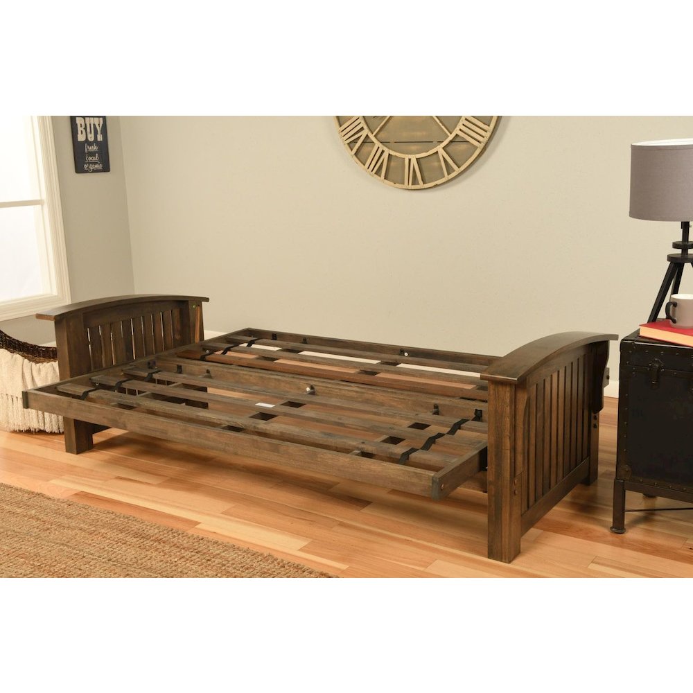 Washington Frame-Rustic Walnut Finish-Suede Black Mattress. Picture 4