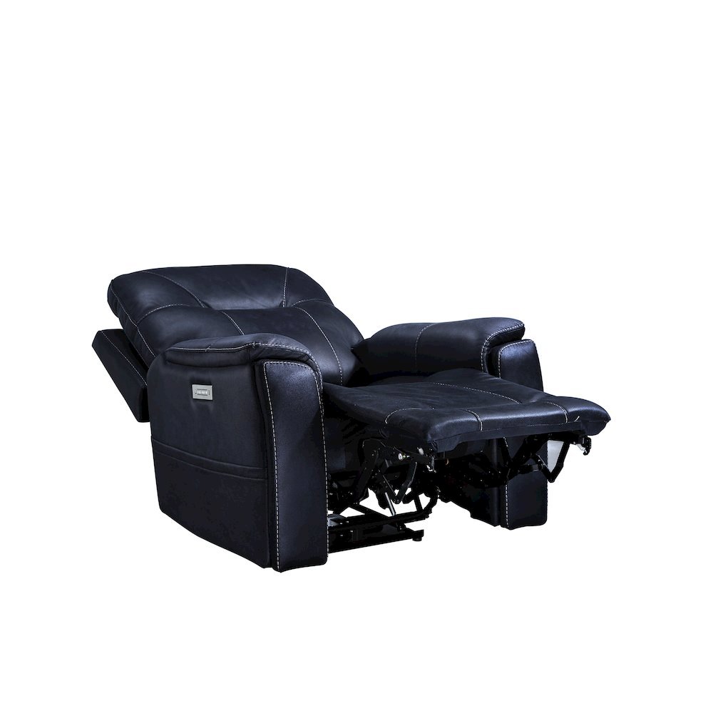 Ocean Blue Power Recliner with HR Foam, Steel Frame, and Plush Fabric. Picture 3