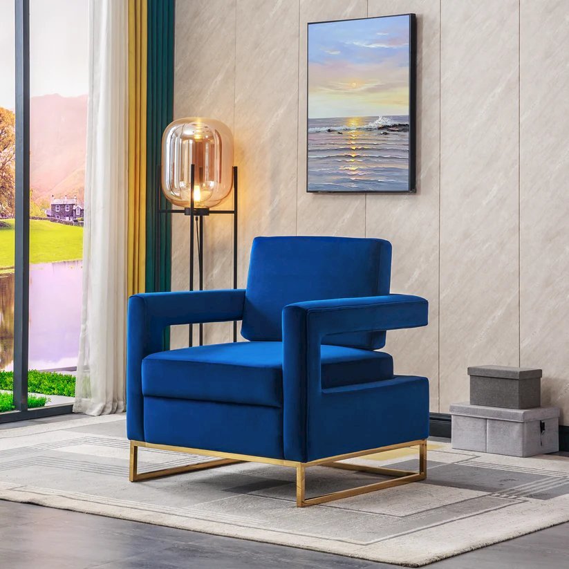 Barrel Chair Blue. Picture 1