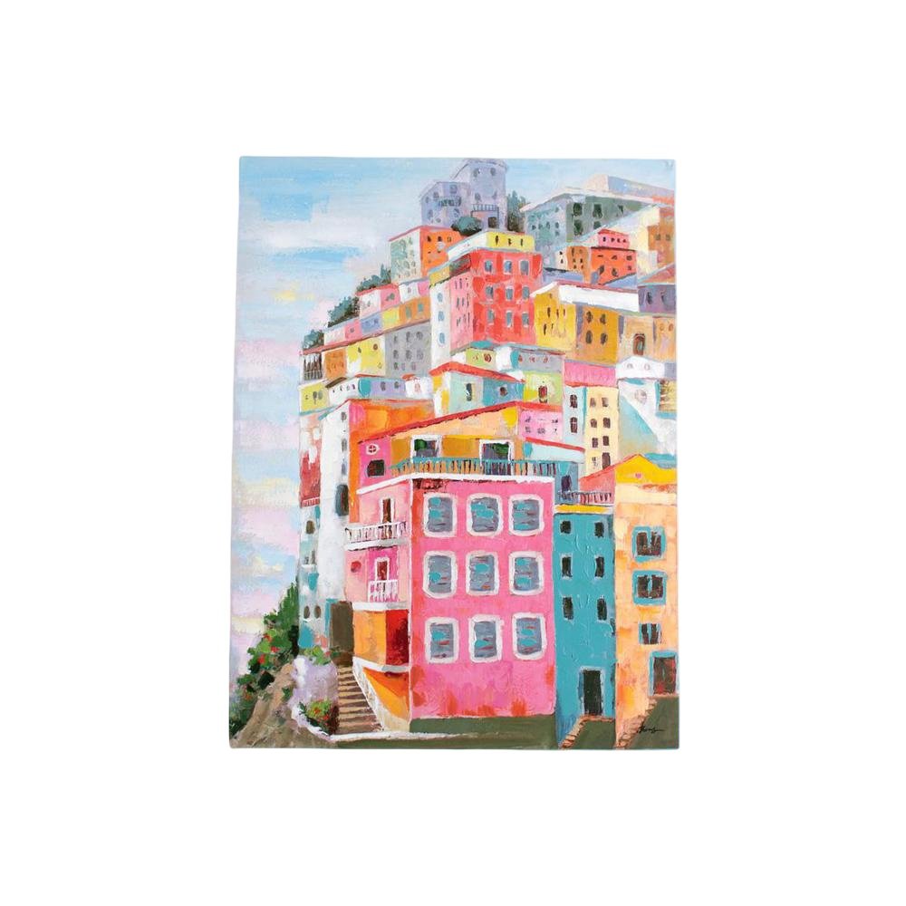 Colorful Houses Oil Painting. Picture 1