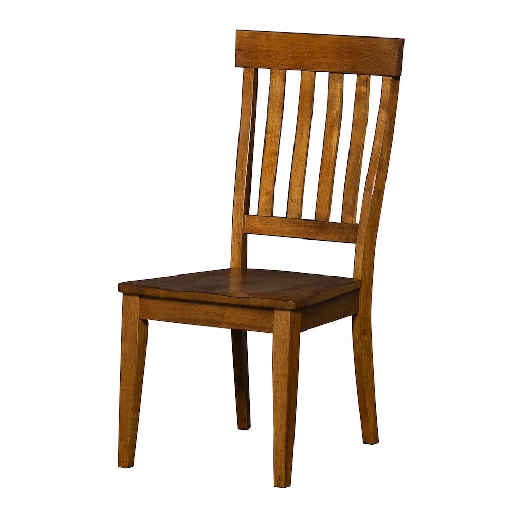 Elegant Brown Solid Wood Dining Chairs Set of 2 with Slatback Design. Picture 3
