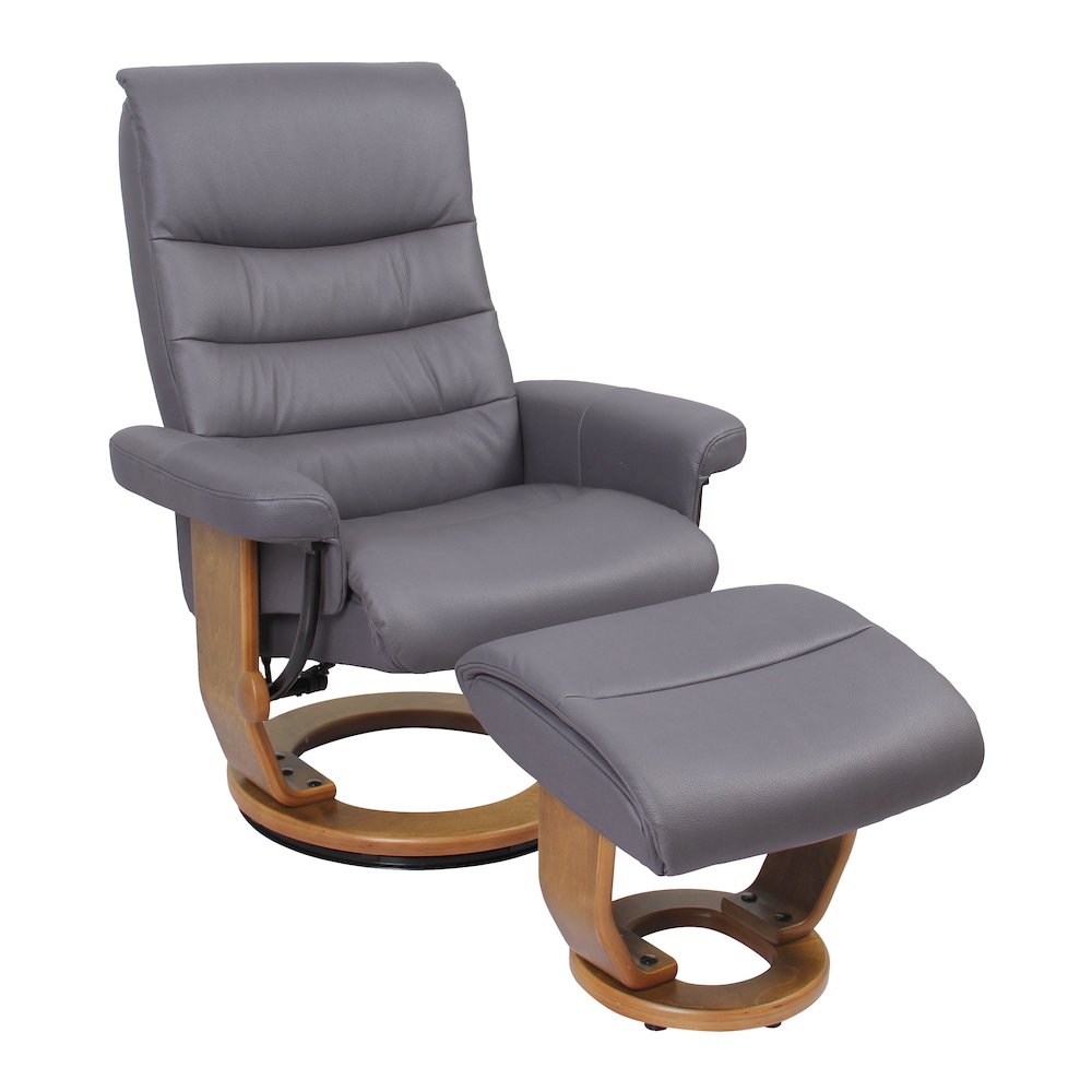 Scandinavian / European-styled recliner and ottoman, Grey Blue. Picture 1