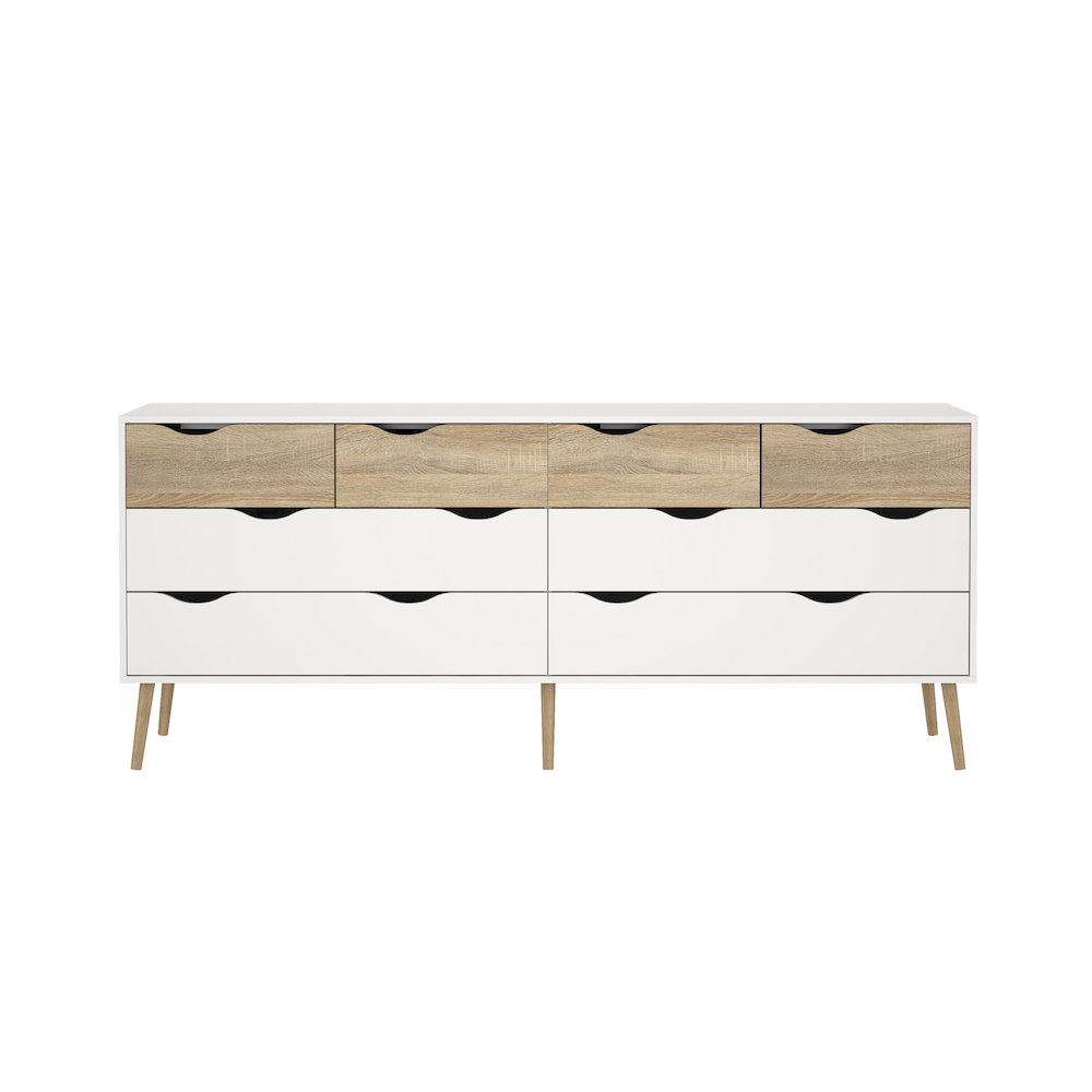 Diana 8 Drawer Double Dresser, White/Oak Structure. Picture 4