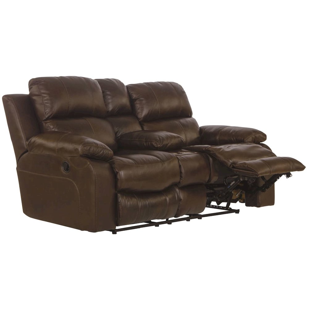Positano Italian Top Grain Leather Match Reclining Console Loveseat. Picture 3
