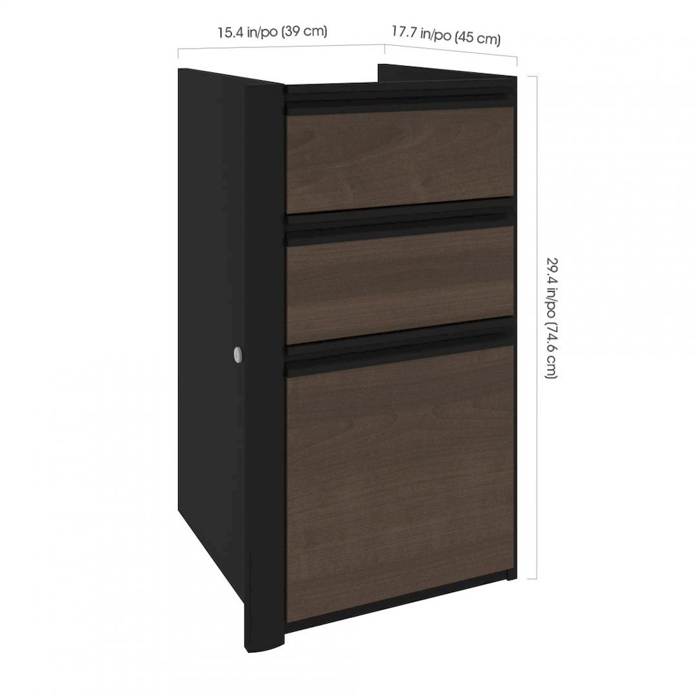 Connexion Add-On 3 Drawer Pedestal, 16W, Antigua & Black. Picture 2