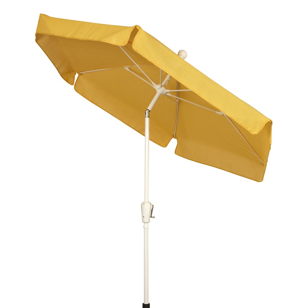 7.5' Hex Garden Tilt Umbrella 6 Rib Crank In Yellow Vinyl Coated Weave. Picture 1