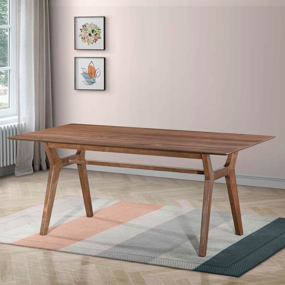 Thea Wood 70" Rectangular Dining Table, Walnut. Picture 6