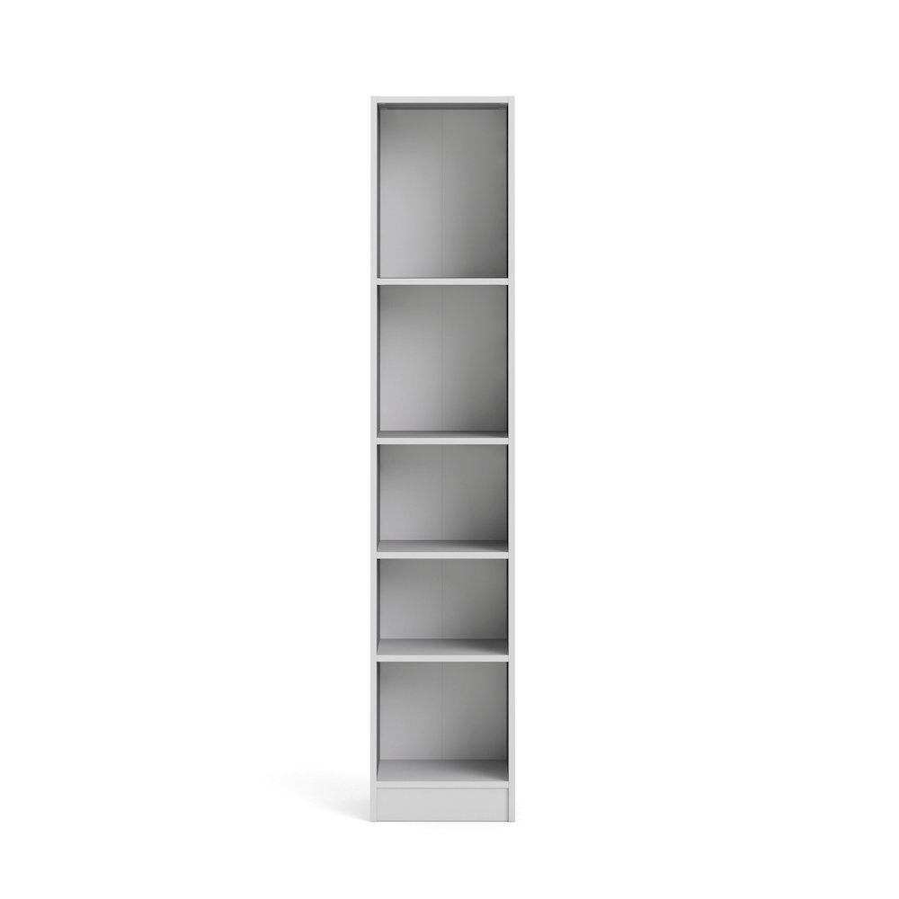 White Tall 5 Shelf Bookcase - Stylish Narrow Bookshelf for Home or Office. Picture 2