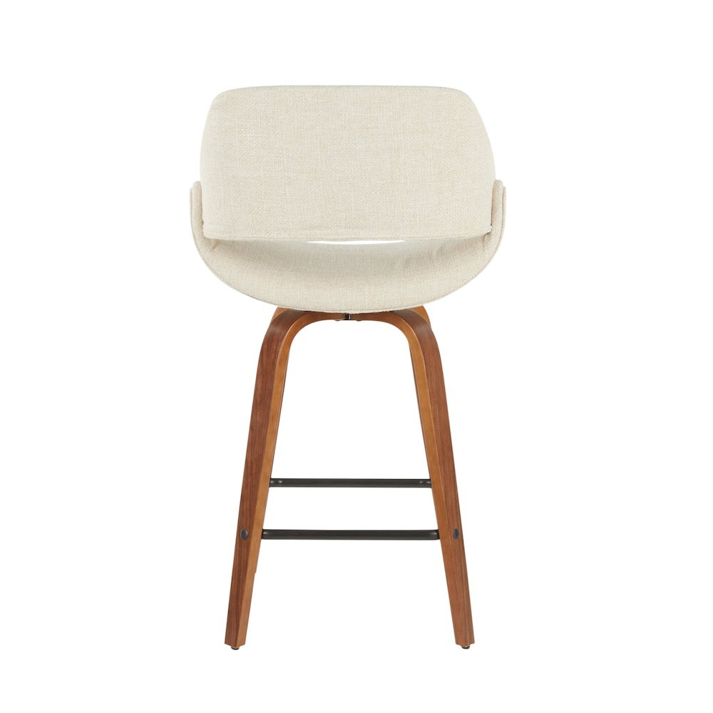 Walnut Wood, Cream Fabric, Black Metal Fabrico Counter Stool - Set of 2. Picture 5