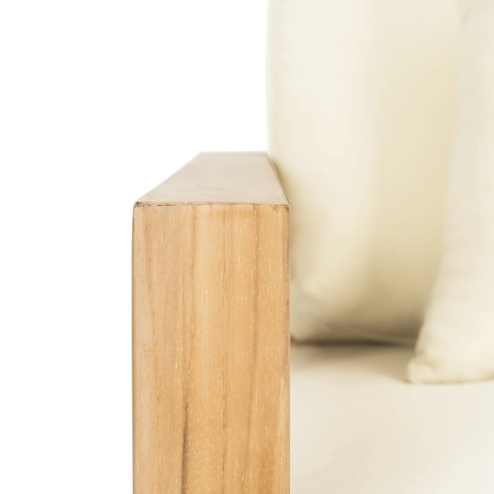 Couture Montford Modern Brazilian Teak Wood Solid Armchair, Natural Teak/Beige. Picture 4