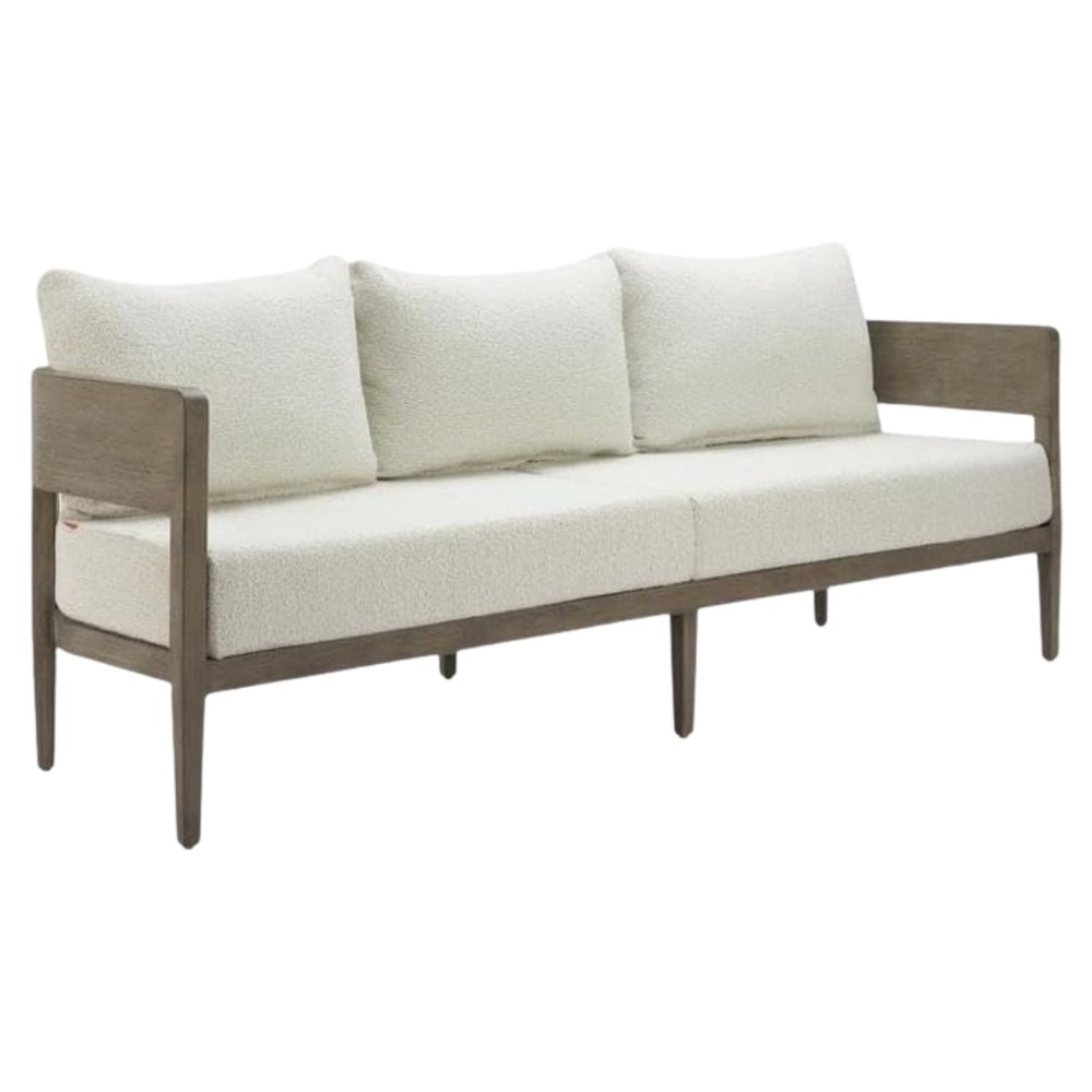Beige Outdoor Sofa, 3-Seat Patio Couch With Aluminum Frame Design. Picture 1