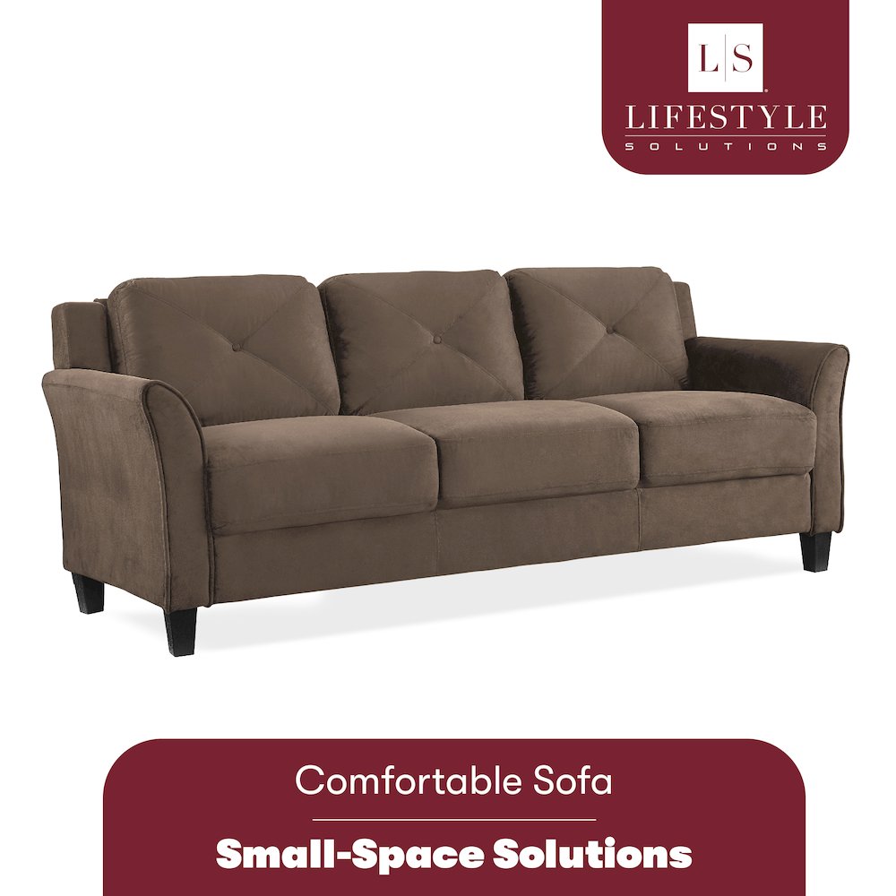 Hartford Sofa Rolled Arms Brown. Picture 4