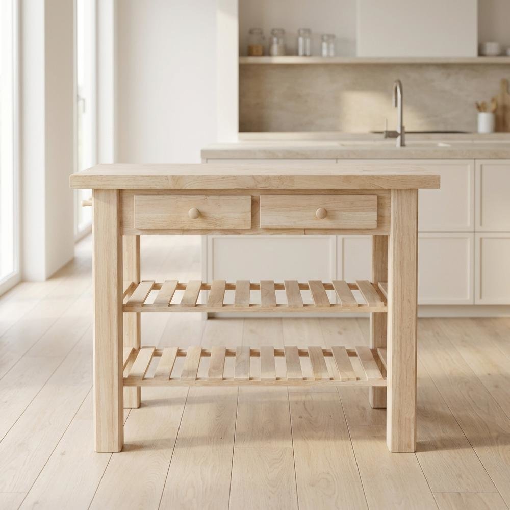 Unfinished Kitchen Island with Wipe-Clean Surface and Spacious Storage. Picture 3