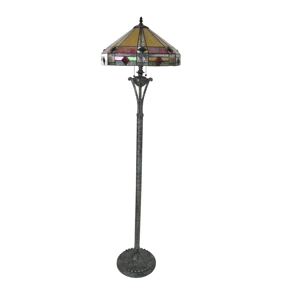 RIDLEY Tiffany-style 2 Light Mission Floor Lamp 18" Shade. Picture 2