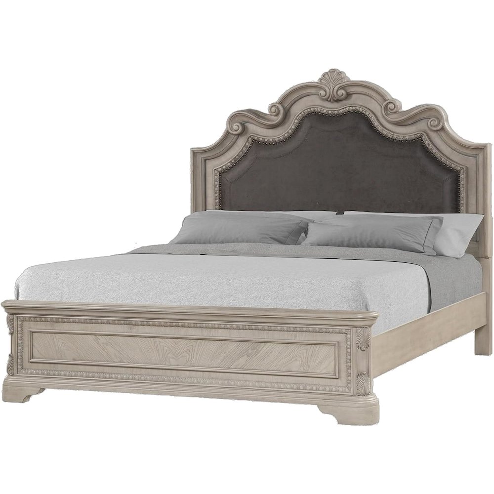 Coventry Grey Uph Panel Queen Bed. Picture 1