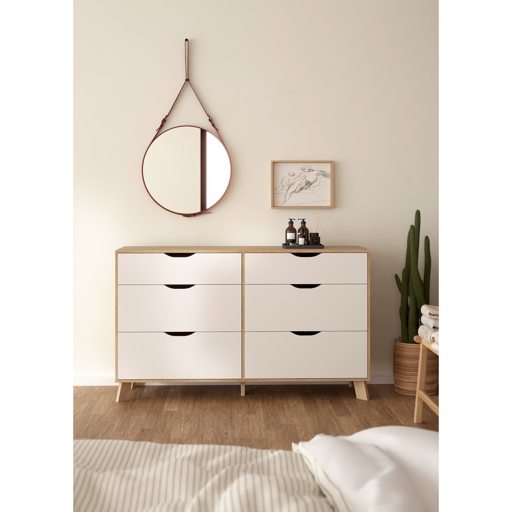 Ikast 6 Drawer Double Dresser, Jackson Hickory/White. Picture 2
