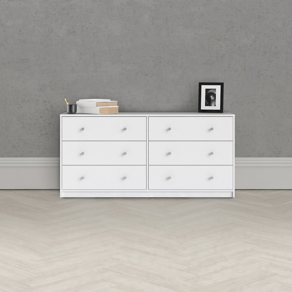 Portland 6 Drawer Double Dresser, White. Picture 13