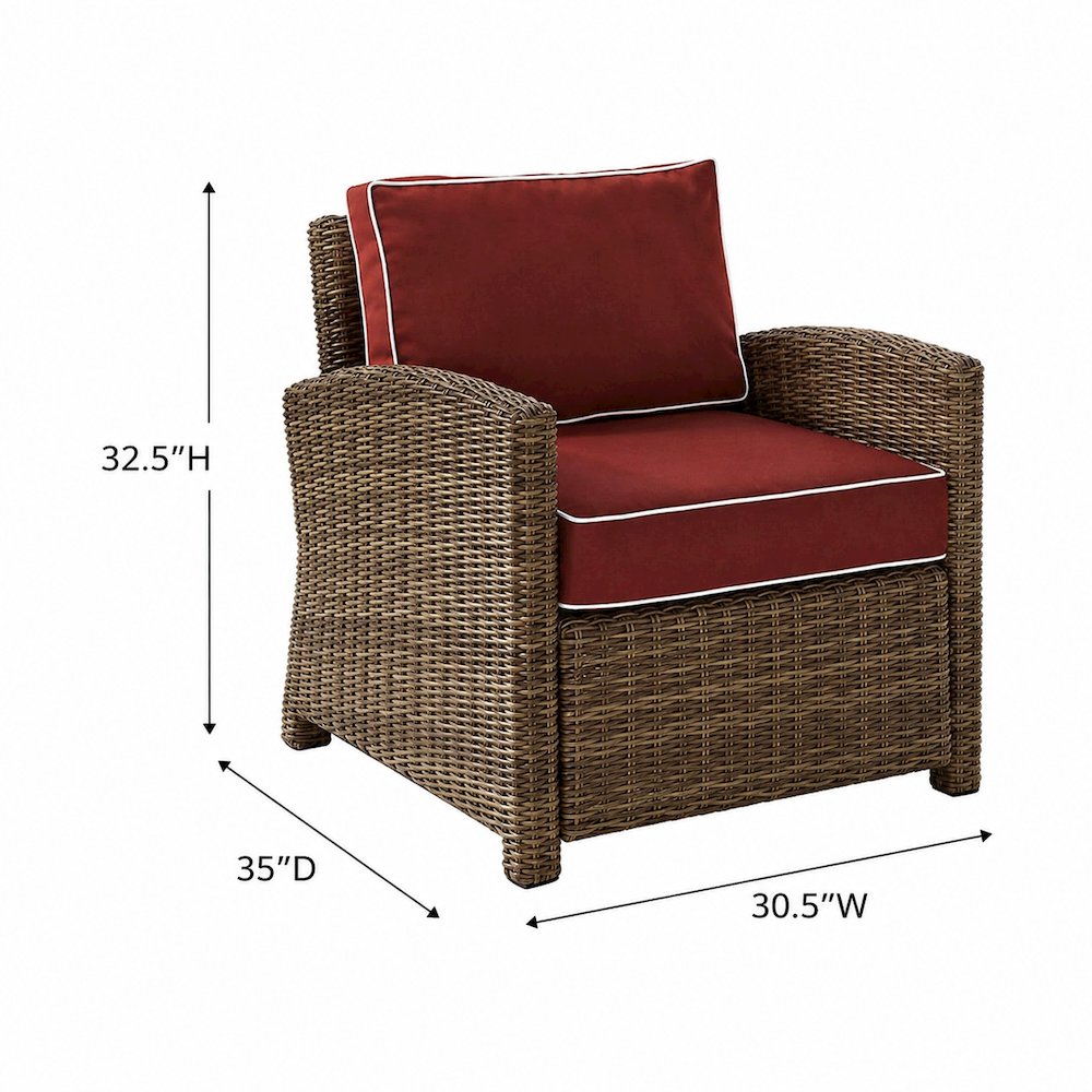 Weathered Brown Outdoor Wicker Arm Chair with Durable Frame. Picture 3