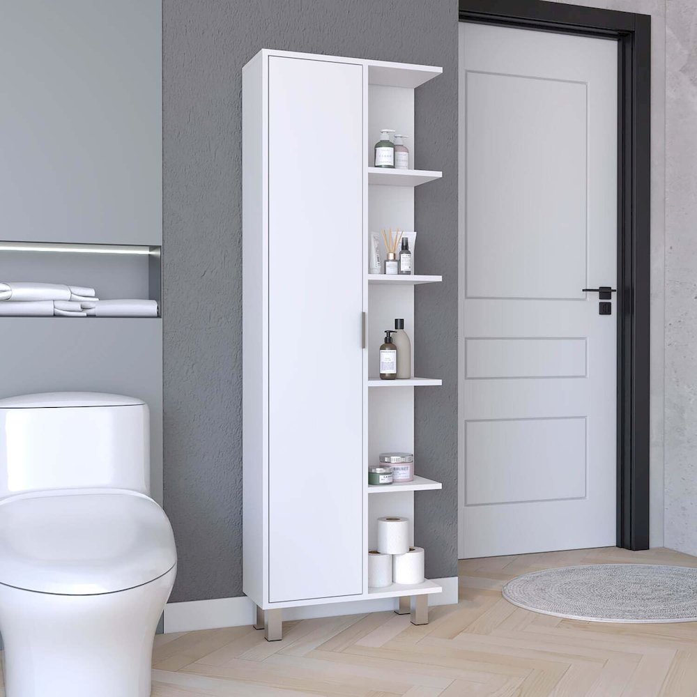 Crovie Linen Cabinet White MDF. Picture 2
