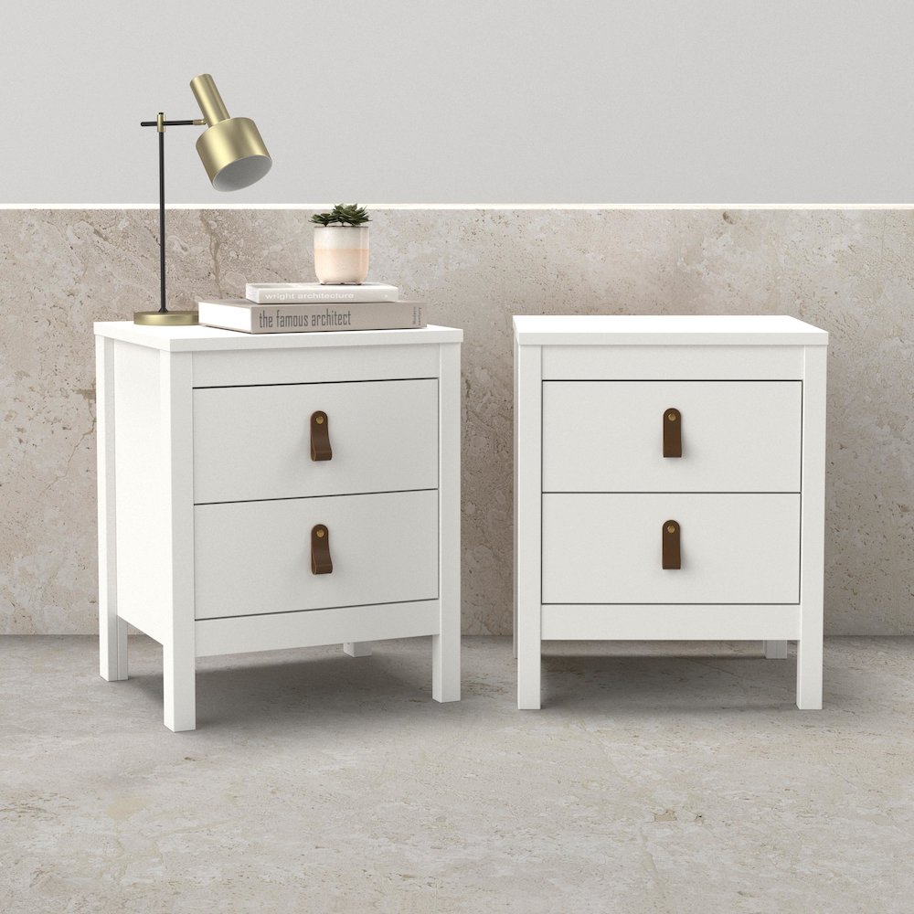 Madrid 2 Drawer Nightstand - Set of 2, White. Picture 5