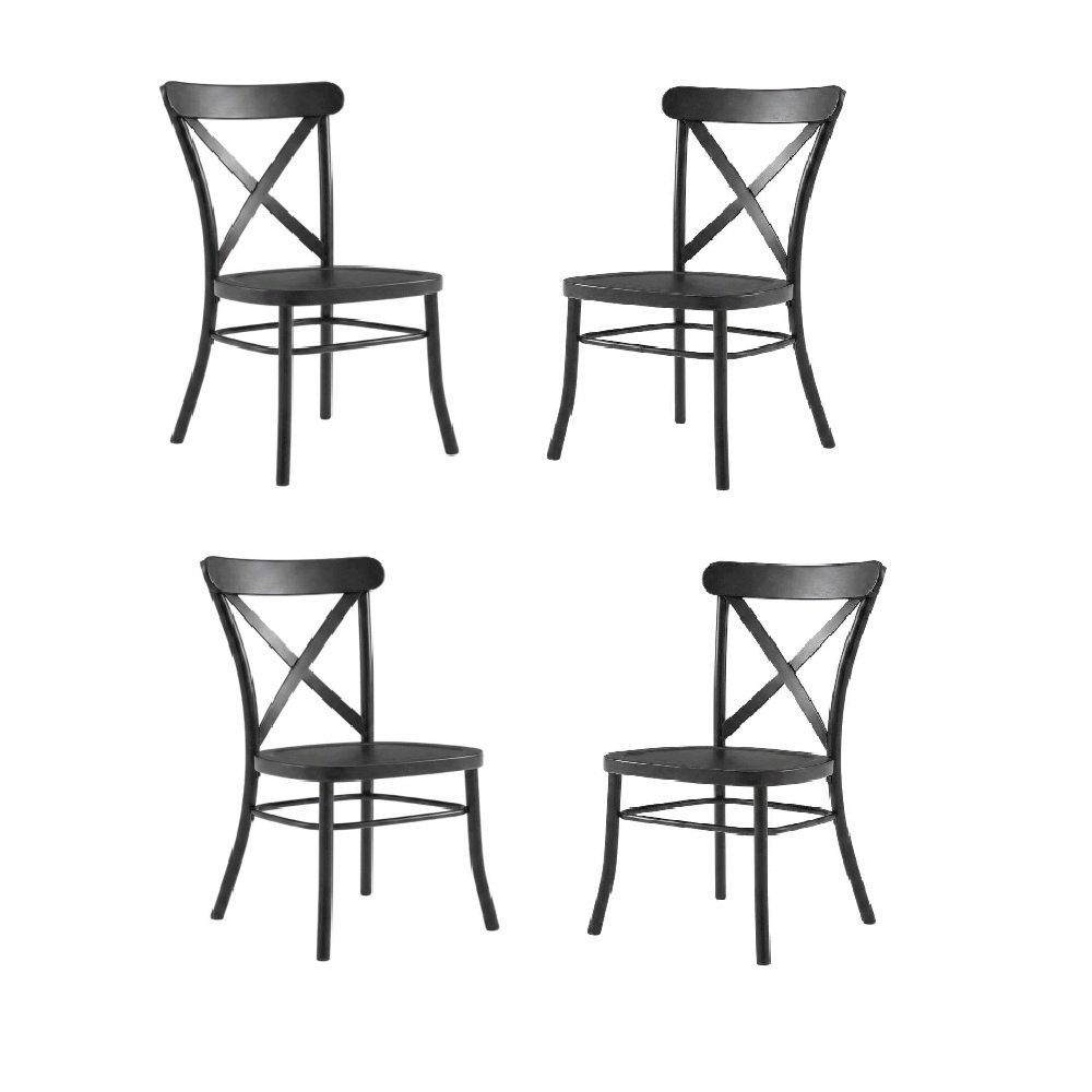 Metal Dining Chair Set in Sleek Finish with Comfortable Back Support. Picture 1
