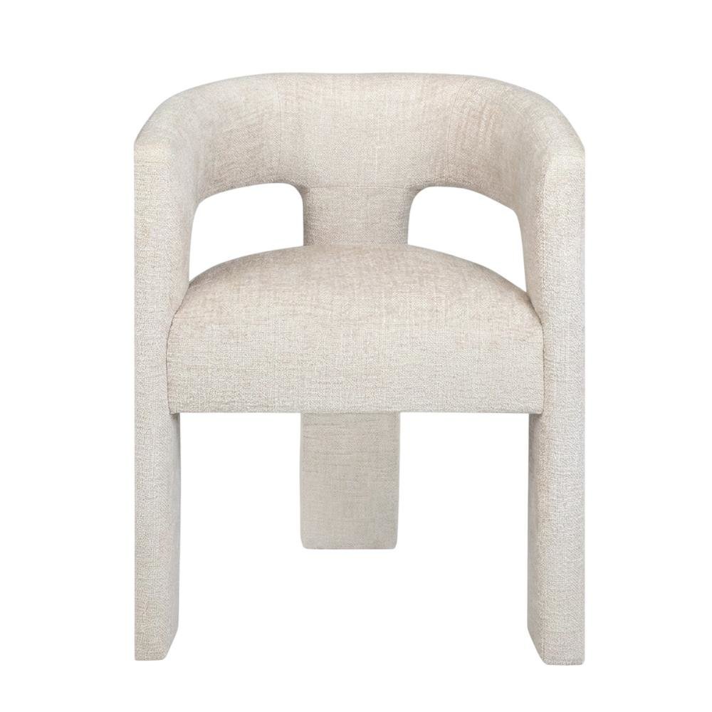 Jacquard Modern Accent Armchair, Sculptural Frame, Natural, Set of 6. Picture 4