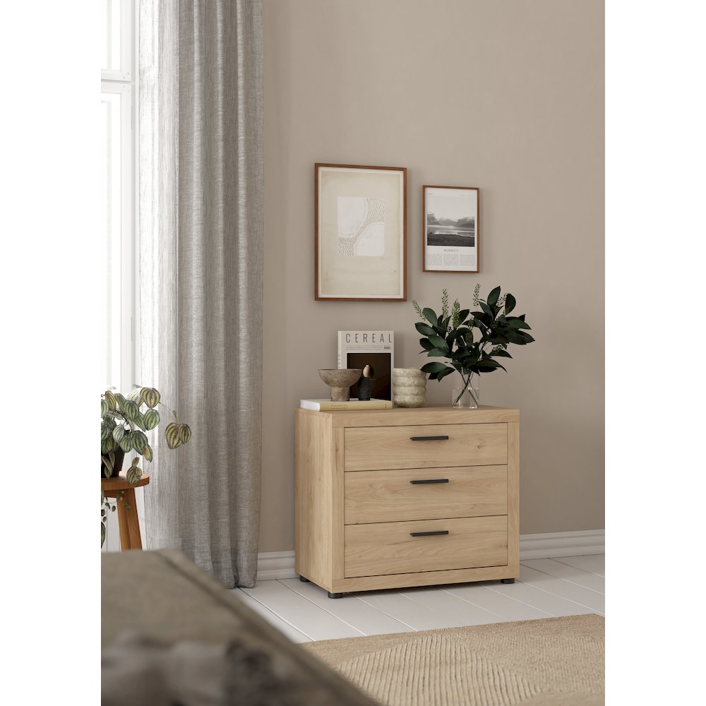 Mira 3 Drawer Chest, Jackson Hickory. Picture 2
