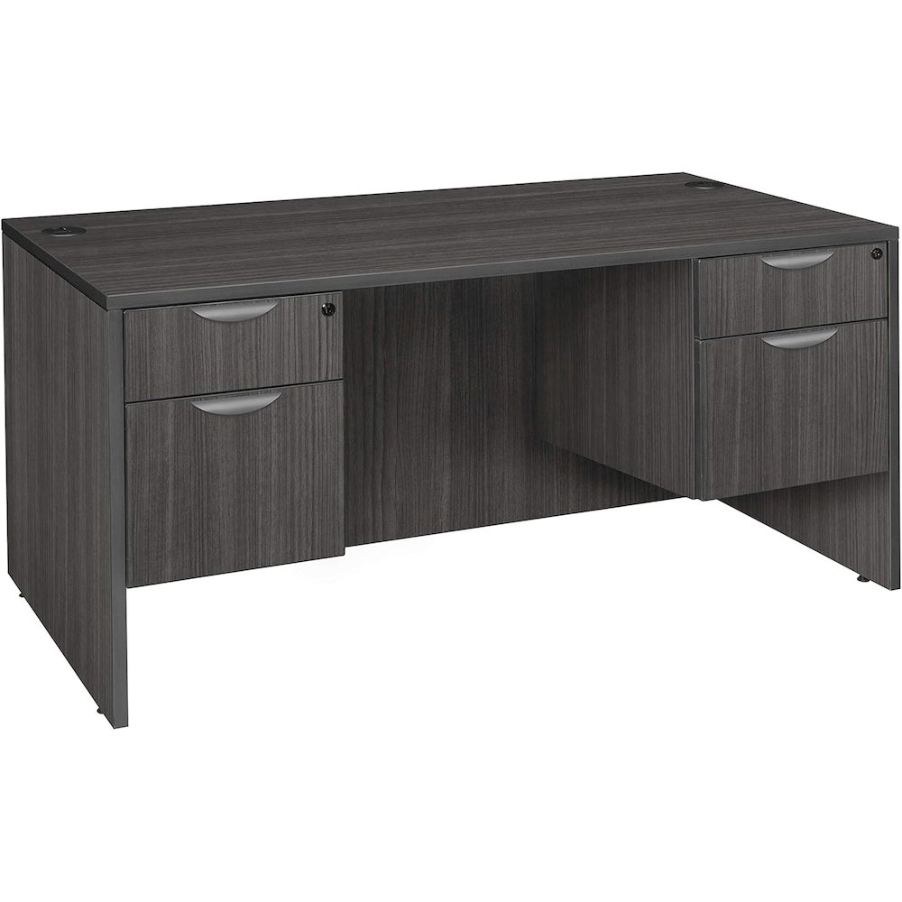 Legacy 66" Double Pedestal Desk- Ash Grey. Picture 1