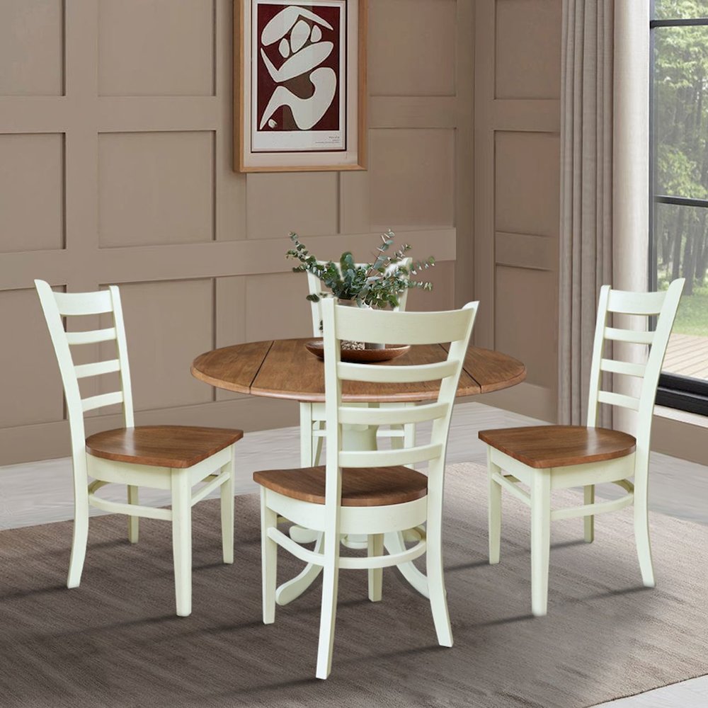42" Dual Drop Leaf Table With 4 Emily Side Chairs. Picture 2