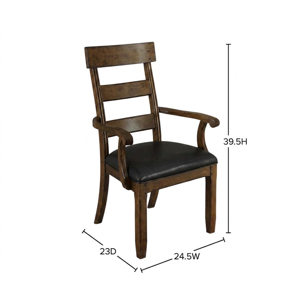 Distressed Mango Armchair with Upholstered Seat and Updated Lodge Style. Picture 8