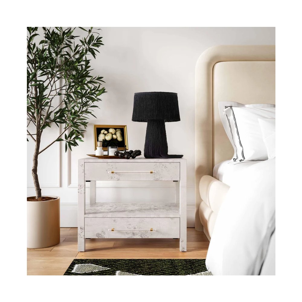 Brandyss White Burl Nightstand. Picture 8