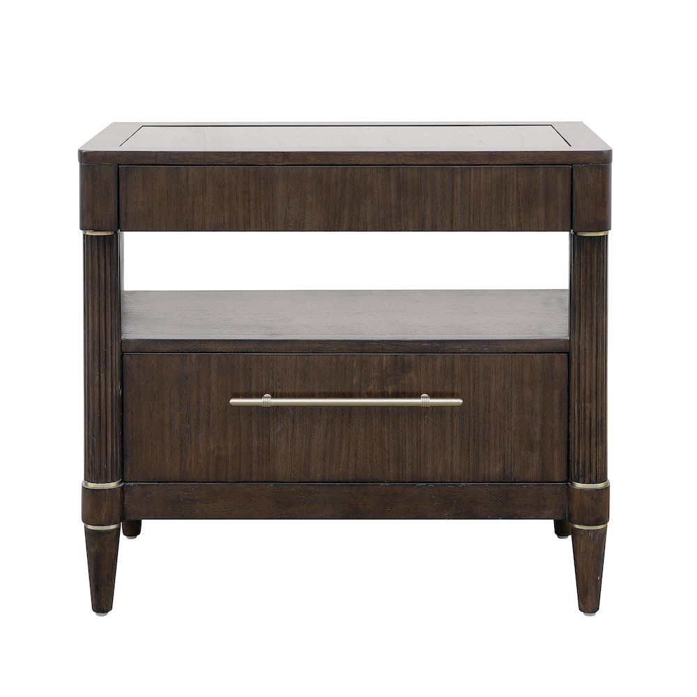 Asher Park Glass Top Bachelor's Chest, Piano Brown Finish. Picture 1