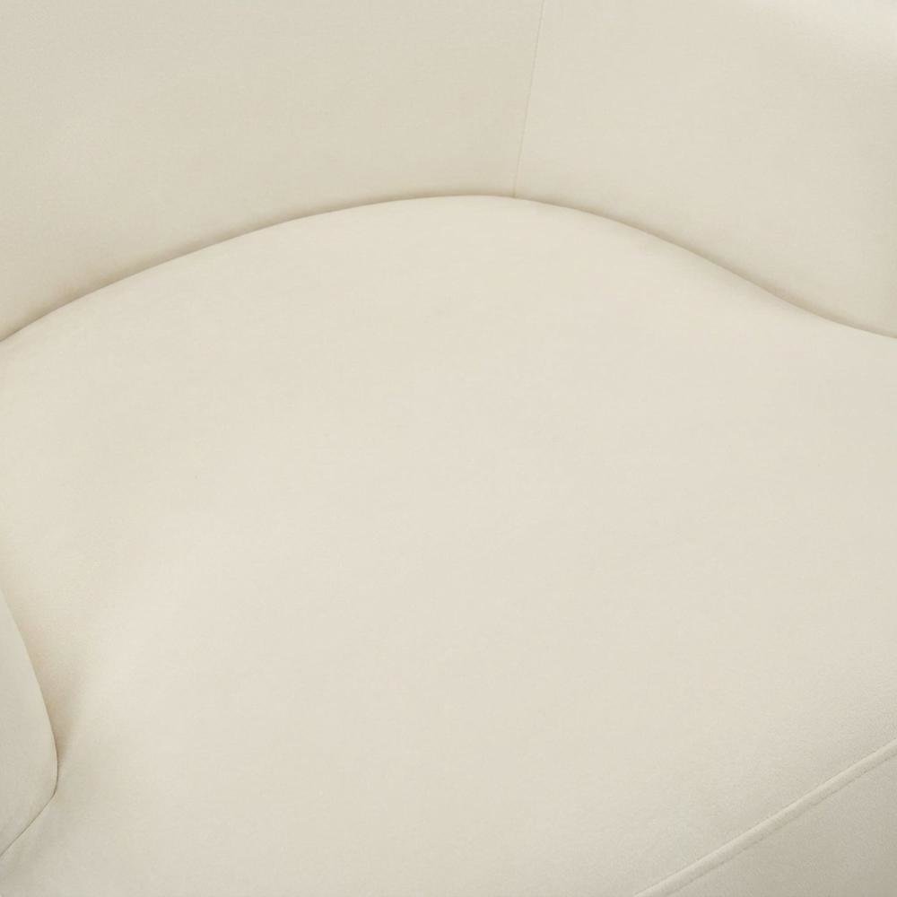 Cream Wingback Armchair with Padded Upholstery and Stylish Design. Picture 6