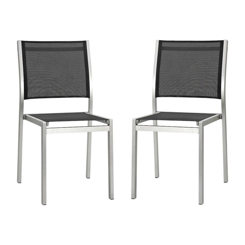 Aluminum Outdoor Lounge Chair Set Of 2 With Backrest And Cushioned Seat. Picture 1